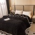 Pătură Premium, 200x230cm, CoCoLiNo, Grofată, cu Model 3D Tip Tricotaj și Bordură din Blăniță Contrastantă – Eleganță și Căldură Absolută, Negru [5]
