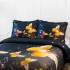 Cuvertură Matlasată, Pat Dublu, 230x250 cm, 3 Piese, Bumbac Finet Satinat, Imprimeu Digital, IDENTIC CU POZA, 2 Fețe de Pernă 60x80 cm, Negru, Galben, Fluturi [2]