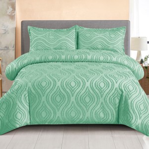 Lenjerie de Pat Premium, Bumbac Finet, Smocuri Brodate, 4 Piese, cu ELASTIC, Nesifonabilă și Durabilă, Eliana, Menta