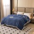 Pătură Premium, 200x230cm, CoCoLiNo, Grofată, cu Model 3D Tip Tricotaj și Bordură din Blăniță Contrastantă – Eleganță și Căldură Absolută, Bleumarin [6]