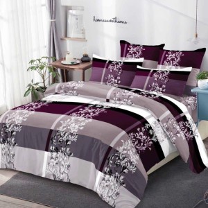 Lenjerie Pat Dublu,  FINET, 6 piese, Gri, Grena, elegant