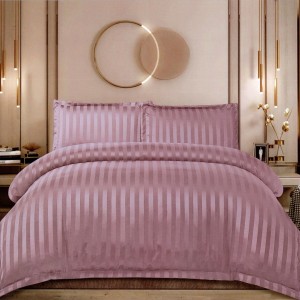 Lenjerie de Pat Dublu, HoReCa, 4 Piese din Damasc Finetat - Lux, Confort și Întreținere Ușoară, Fără Călcare, Lila