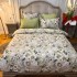Lenjerie Pat Dublu,  FINET, 6 piese, Verde, Gri, Flori [8]