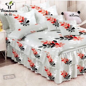 Lenjerie Premium Pat Dublu  FINET, 6 Piese – Volănașe Sofisticate, Fixare Perfectă cu Elastic, Gri, Frunze