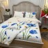 Lenjerie Pat Dublu, Bumbac Ranforce, 4 piese, Atelier Cumparamisim - Lux Suprem, Rafinament Desăvârșit, Confort Regal, Alb, Albastru, Lalele [6]