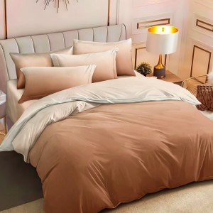 Lenjerie pat dublu,  FINET, 6 piese, Maroniu, degrade