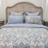 Lenjerie Pat Dublu,  FINET, 6 piese, Gri, Bleu, Model Oriental [4]