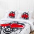 Cuvertură Matlasată, Pat Dublu, 230x250 cm, 3 Piese, Bumbac Finet Satinat, Imprimeu Digital, IDENTIC CU POZA, 2 Fețe de Pernă 60x80 cm, Alb, Negru, Roșu, Inimioare [2]