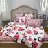 Lenjerie Pat Dublu,  FINET, 6 piese, Alb, Roz, Negru, Flori, Patratele [6]