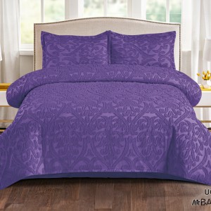 Lenjerie de Pat Premium, Bumbac Finet, Smocuri Brodate, 4 Piese, Nesifonabilă și Durabilă, Royal, Indigo