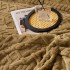Pătură Premium, 200x230cm, CoCoLiNo, Grofată, cu Model 3D Tip Tricotaj și Bordură din Blăniță Contrastantă – Eleganță și Căldură Absolută, Bej Maroniu [7]