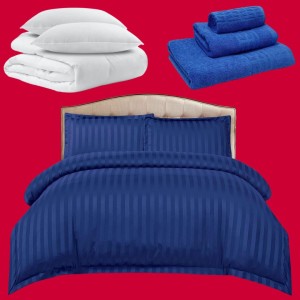 Pachetul Hotel EXPERIENCE: Lenjerie Pat Dublu, 4 piese din Damasc Finetat + Pilota 200x230cm + 2 Perne 50x70cm + 3 Prosoape din Bumbac, AT-135