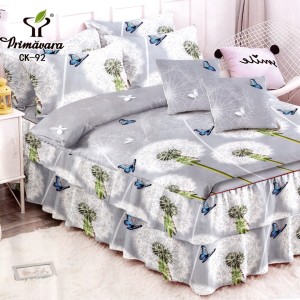 Lenjerie Premium Pat Dublu  FINET, 6 Piese – Volănașe Sofisticate, Fixare Perfectă cu Elastic, Gri, Alb, Papadii