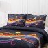 Cuvertură Matlasată, Pat Dublu, 230x250 cm, 3 Piese, Bumbac Finet Satinat, Imprimeu Digital, IDENTIC CU POZA, 2 Fețe de Pernă 60x80 cm, Negru, Fluturi Colorati [2]
