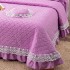 Cuvertură Matlasată, Pat Dublu, Bumbac Finet, 230x250cm, 4 piese, cu Volănașe și Dantelă Chantilly Alba, Lila [3]