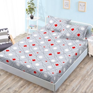 Cearsaf cu elastic, Bumbac FINET, 160x200cm, 2 fete de perne 50x70cm, Gri, Forme Geometrice