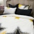 Lenjerie Pat Dublu,  FINET, 6 piese, Alb, Galben, Negru, Stelute [7]