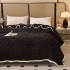 Pătură Premium, 200x230cm, CoCoLiNo, Grofată, cu Model 3D Tip Tricotaj și Bordură din Blăniță Contrastantă – Eleganță și Căldură Absolută, Negru [2]
