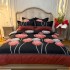 Lenjerie pat dublu,  FINET, cu elastic, 6 piese, Negru, Rosu, papadii [4]