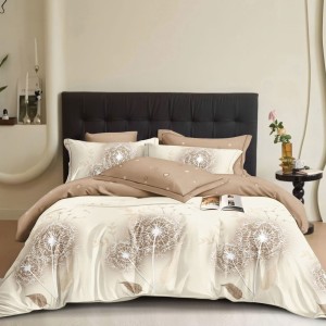 Lenjerie Pat Dublu,  FINET, 6 piese, Crem, papadii