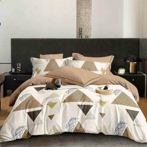 Lenjerie Pat Dublu,  FINET, 6 piese, Crem, forme geometrice