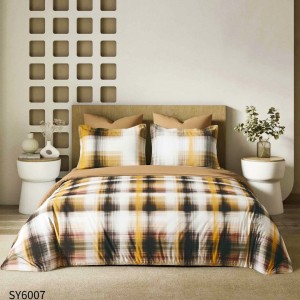 Lenjerie pat dublu,  FINET, Imprimeu Digital, cu ELASTIC, Alb, Maro, Model Clasic