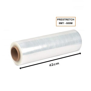 Folie PreStretch Transparentă, 420mm, 8my, 1.9kg, 600ml