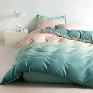 Lenjerie pat 1 PERSOANA,  FINET, 4 piese, cu ELASTIC, Vernil, degrade