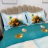 Lenjerie de Pat Dublu,  Finet, Imprimeu Digital cu Oua, IDENTIC CU POZA, 4 Piese, Bleu [7]