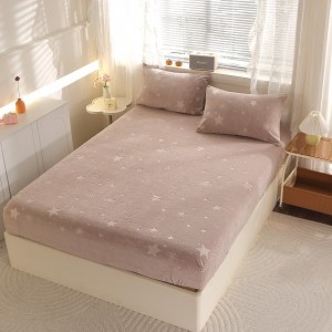 Cearșaf Cocolino cu Elastic „Ploaie de Stele” – Ultra-Moale, Pufos și Călduros, 180x200 cm + 2 Fețe de Pernă 50x70 cm, Cappuccino