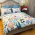 Lenjerie pat dublu,  FINET, Imprimeu Digital, cu ELASTIC, Alb, Albastru, Flori [8]