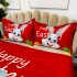 Lenjerie de Pat Dublu,  Finet, Imprimeu Digital cu Iepuras si Oua, IDENTIC CU POZA, 4 Piese, Rosu [6]