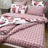 Lenjerie Pat Dublu,  FINET, 6 piese, Alb, Roz, Negru, Flori, Patratele [7]