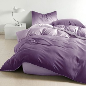 Lenjerie pat 1 PERSOANA,  FINET, 4 piese, cu ELASTIC, Mov, degrade