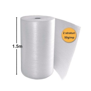 Folie Cu Bule De Aer Mici, 2 Straturi, 50 g/mp, 1.5m x 100ml (150mp)