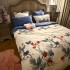 Lenjerie Pat Dublu,  FINET, 6 piese, Alb, Bleumarin, Rosu, Crengute cu Fructe de Padure [13]