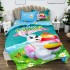 Lenjerie de Pat Dublu,  Finet, Imprimeu Digital, 4 Piese, Bleu, Verde, Iepuraș cu Ou Încondeiat  [5]