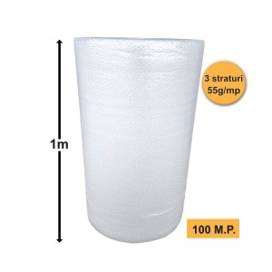 Folie Cu Bule De Aer Mici, 3 Straturi, 55 g/mp, 1m x 100ml (100mp)