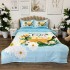 Lenjerie de Pat Dublu,  Finet, Imprimeu Digital cu Oua, IDENTIC CU POZA, 4 Piese, Bleu [2]