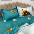Lenjerie de Pat Dublu,  Finet, Imprimeu Digital cu Oua, IDENTIC CU POZA, 4 Piese, Bleu [5]