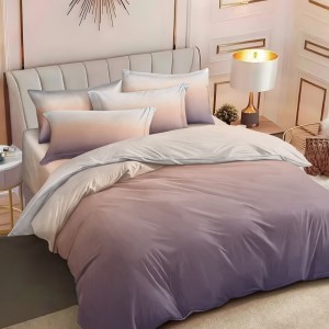 Lenjerie pat dublu,  FINET, 6 piese, cu ELASTIC, Lila, degrade
