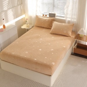 Cearșaf Cocolino cu Elastic „Ploaie de Stele” – Ultra-Moale, Pufos și Călduros, 180x200 cm + 2 Fețe de Pernă 50x70 cm, Bej