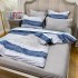 Lenjerie Pat Dublu,  FINET, 6 piese, Gri, Albastru, Dungi [9]