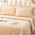 Cuvertură Matlasată, Pat Dublu, Bumbac Finet, 230x250cm, 4 piese, cu Volănașe și Dantelă Chantilly Alba, Crem [2]