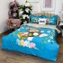 Lenjerie de Pat Dublu,  Finet, Imprimeu Digital cu Iepuras si Oua, IDENTIC CU POZA, 4 Piese, Bleu [4]
