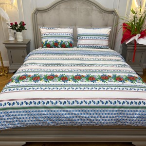 Lenjerie Pat Dublu, Bumbac Ranforce, 4 piese, Atelier Cumparamisim - Lux Suprem, Rafinament Desăvârșit, Confort Regal, Alb, Albastru, Tradițional