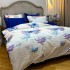 Lenjerie Pat Dublu,  FINET, 6 piese, Alb, Albastru, Fluturi [6]
