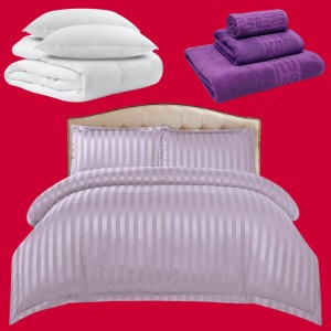 Pachetul Hotel EXPERIENCE: Lenjerie Pat Dublu, 4 piese din Damasc Finetat + Pilota 200x230cm + 2 Perne 50x70cm + 3 Prosoape din Bumbac, AT-058