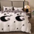 Lenjerie pat dublu, Super Pufoasa COCOLINO, 4 piese, Alb, Negru, Stele si Luna [5]
