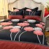 Lenjerie pat dublu,  FINET, cu elastic, 6 piese, Negru, Rosu, papadii [3]